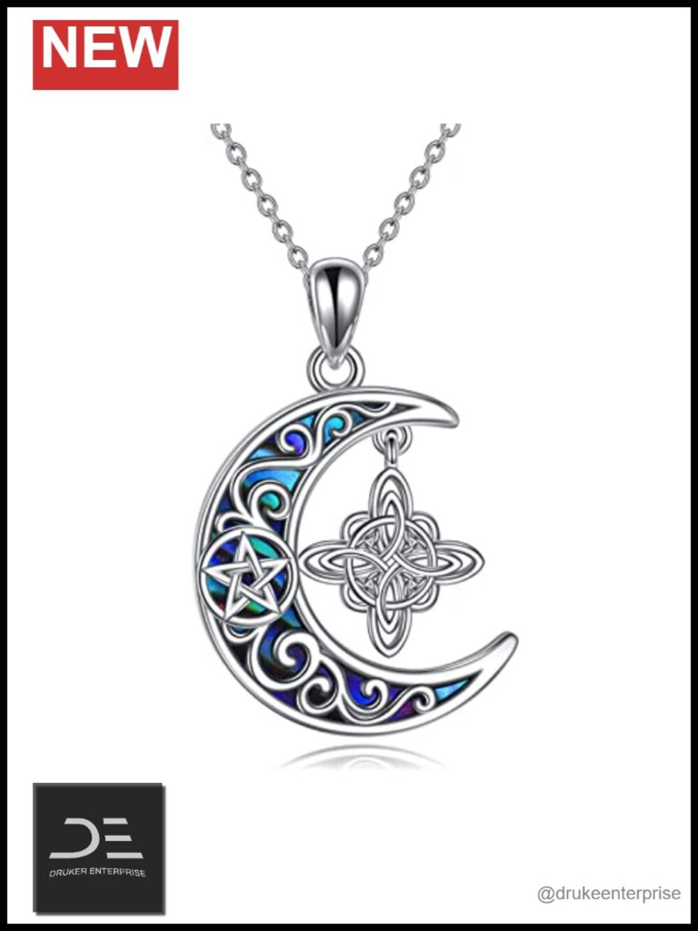 Sterling Silver Witch Knot Pendant Necklace Celtic Wiccan Pagan Jewelry